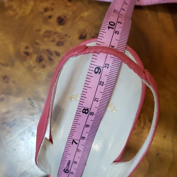 VINTAGE Maserati Coral Leather SlingBack Heels New in Box 8AAA Narrow Beautiful! - Picture 10 of 16